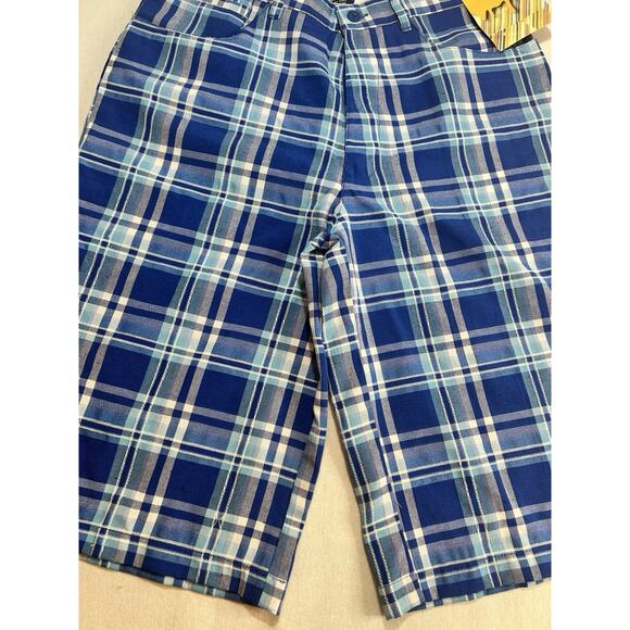 Beyond The Limit Bermuda Size 20 Blue Plaid Skate BTL Mens Shorts - Picture 2 of 12